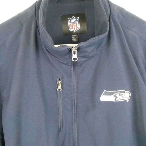 Seattle Seahawks NFL GIII G-III Apparel Carl Banks Front Zip Collar Jacket Navy - Picture 2 of 11